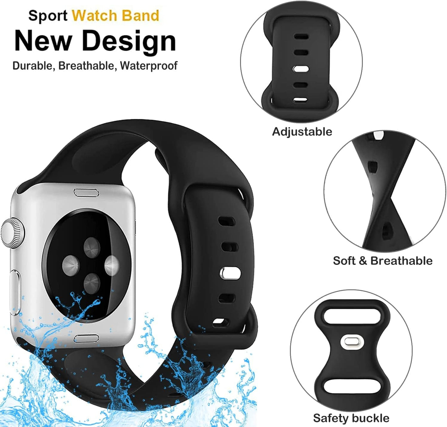 Brigtlaiff 8 Pack Bands Compatible with Apple Watch Band 38Mm 40Mm 41Mm 42Mm 44Mm 45Mm 49Mm for Women Men, Breathable Soft Silicone Sport Strap for Iwatch Series Ultra 9 8 7 6 5 4 3 2 1 SE