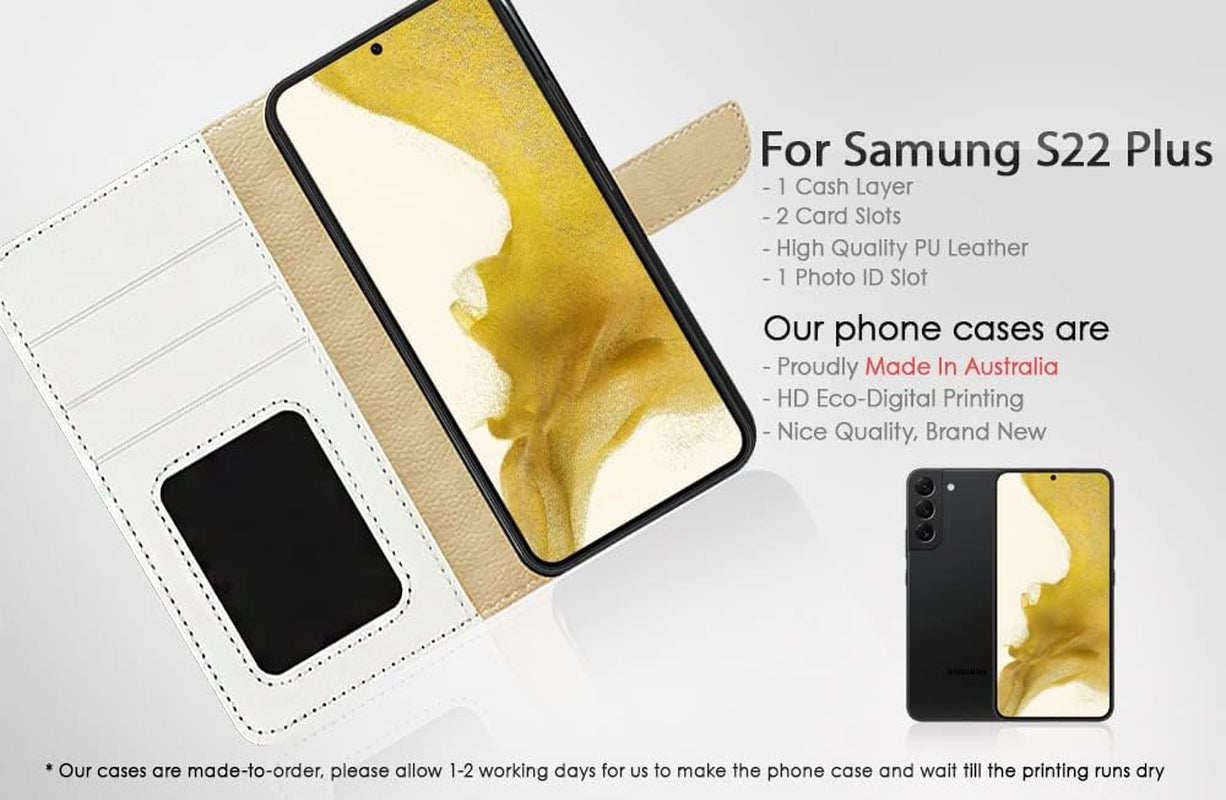 For Samsung S22+, Samsung Galaxy S22 Plus, Art Designed Flip Wallet Style Cover Case Flower Butterfly Dragonfly Full Body Protection AD003 (#24878 Red Gothic Rose S22+)