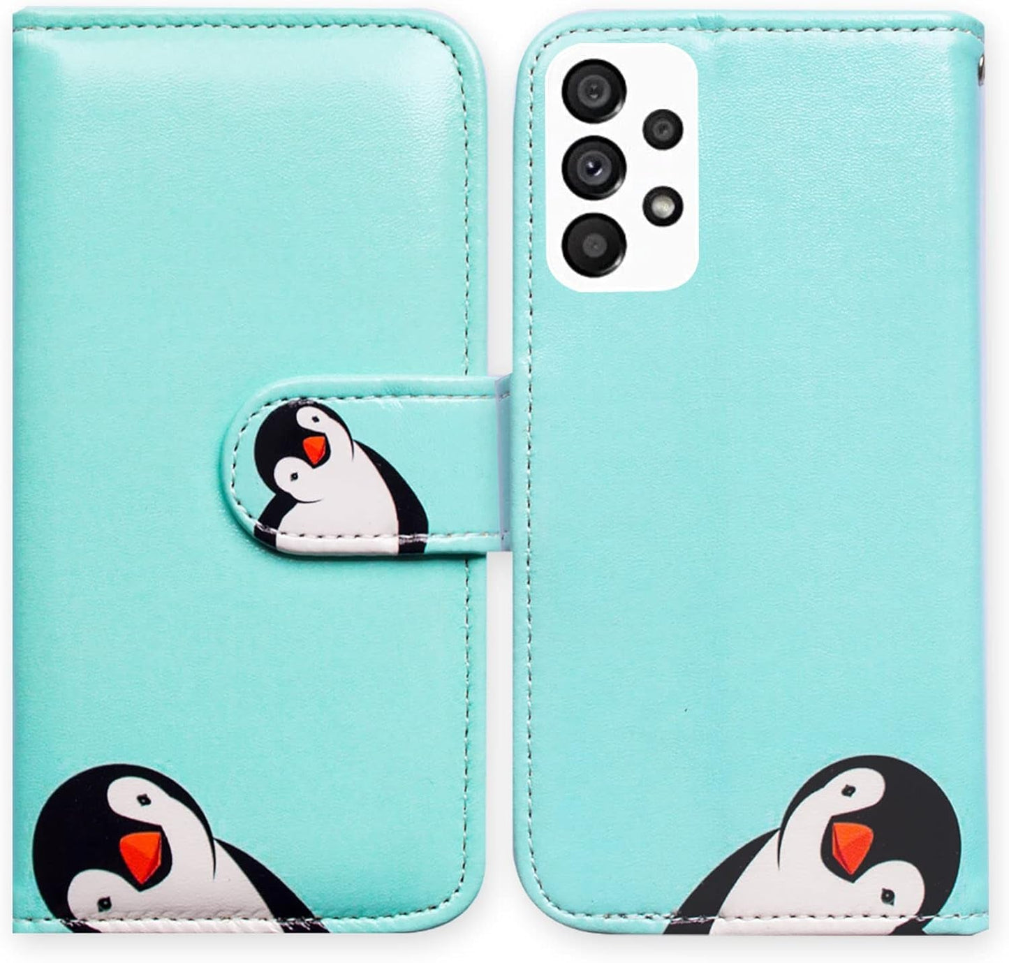 Bcov Galaxy A53 Case, Black Bird Green Leather Flip Phone Case Wallet Cover with Card Slot Holder Kickstand for Samsung Galaxy A53 5G