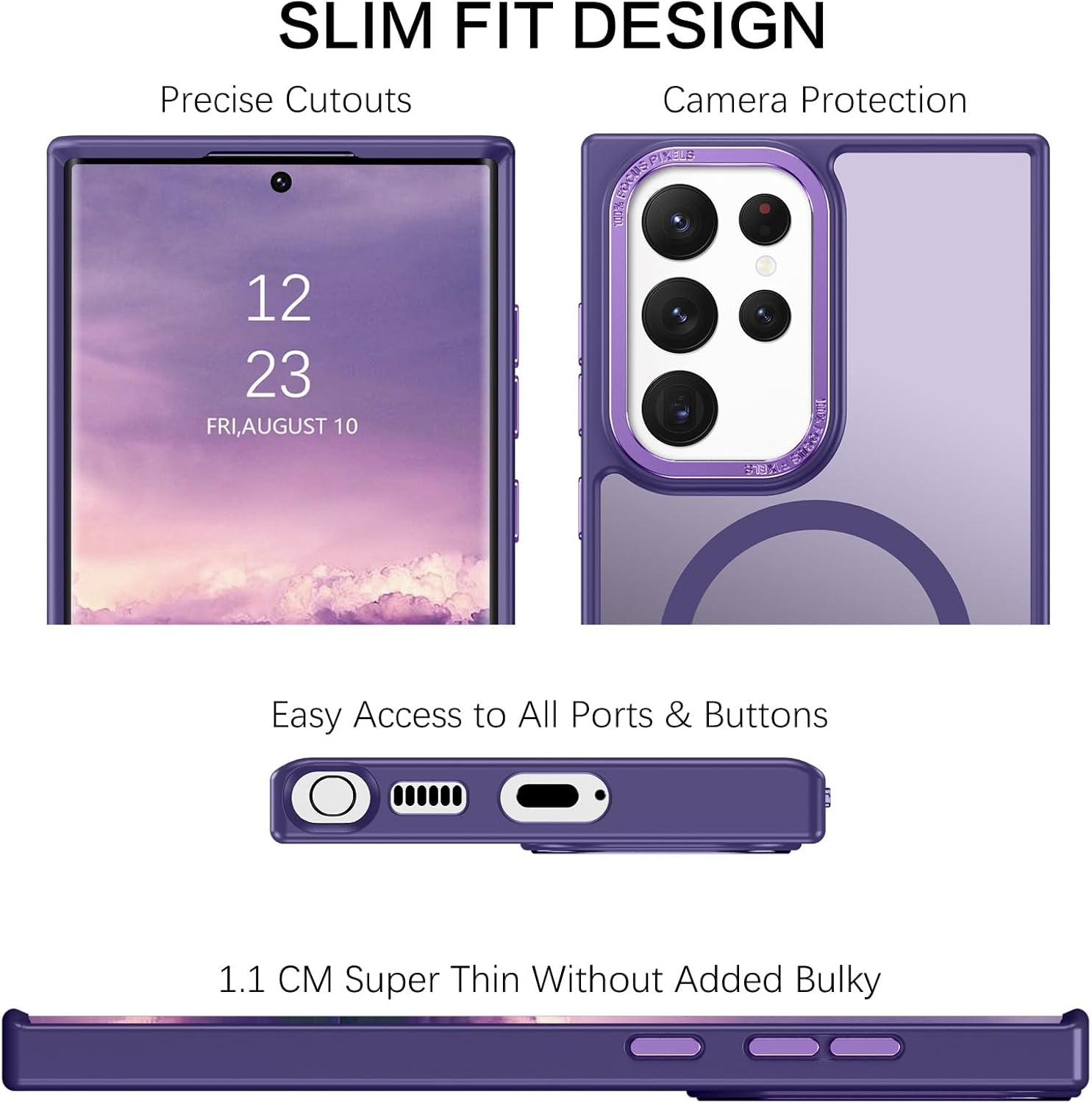 BENTOBEN for Samsung S22 Ultra Case, S22 Ultra Magnetic Case [Compatible with Magsafe] Translucent Matte Slim Shockproof Women Men Protective Case Cover for Samsung Galaxy S22 Ultra 6.8",Purple