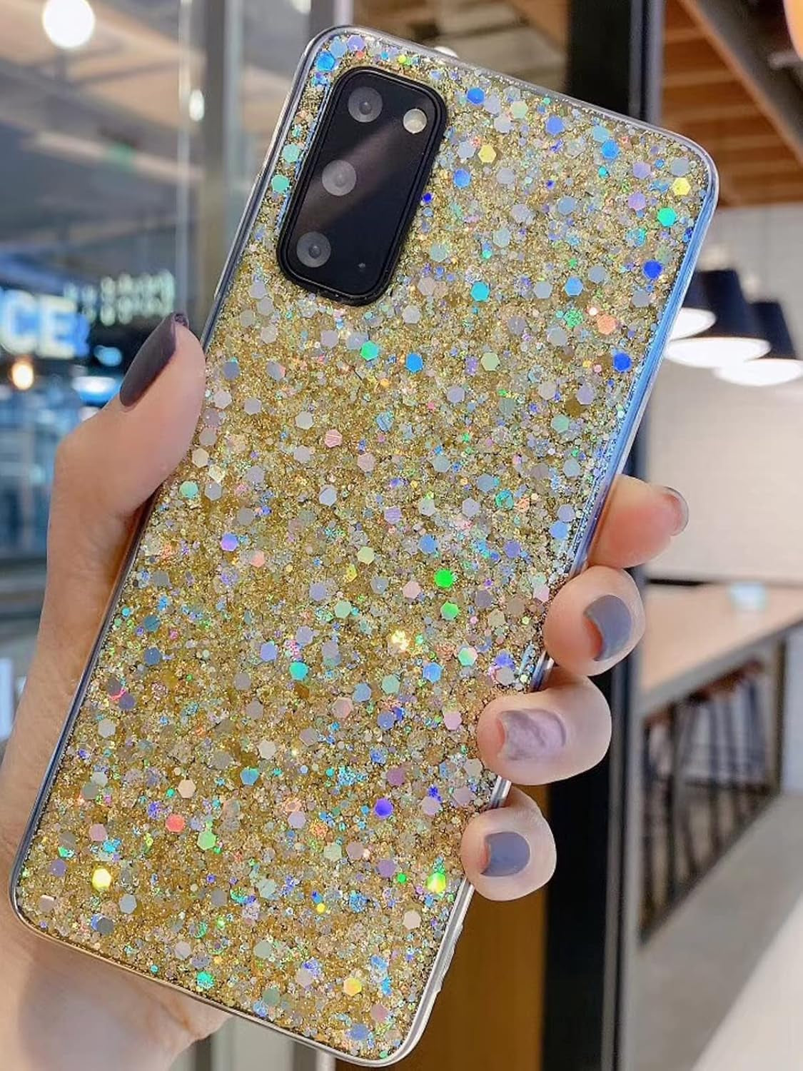 Designed for Samsung Galaxy S22 Case, Glitter Sparkle Bling Women Girls Cases Cute Rubber Slim Phone Protective Cover for Galaxy S22 Case 5G 6.1 Inch (Red)