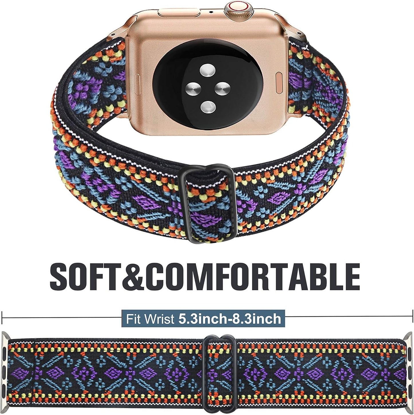 Dsytom 3 Pack Elastic Band Compatible with Apple Watch Bands 38Mm 41Mm 40Mm 42Mm 44Mm 45Mm 49Mm, Adjustable Stretchy Nylon Bands for Iwatch Series 9 Ultra 2 8/7/6/5/4/3/2/1 SE Strap for Women