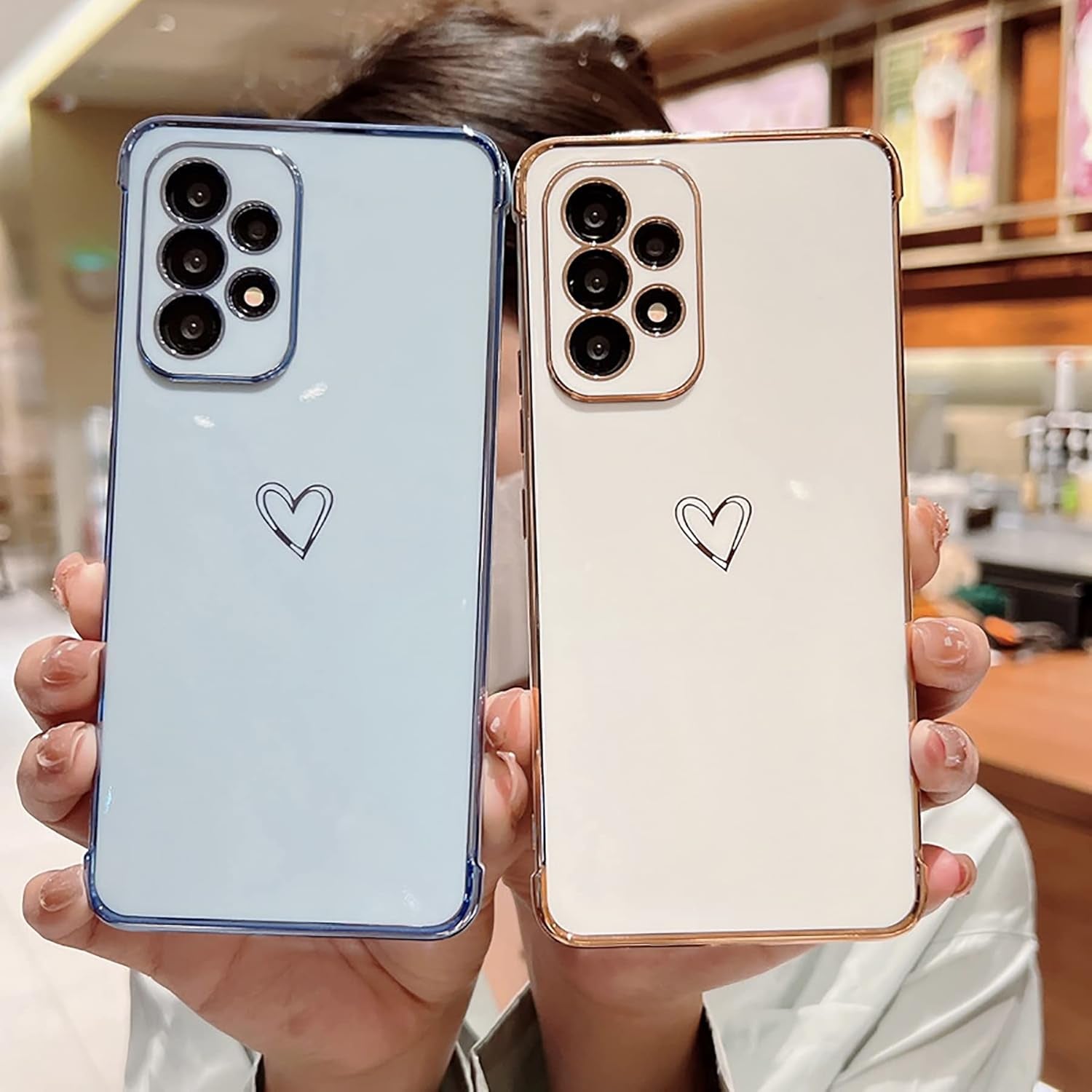 Designed for Samsung Galaxy A53 5G Case, Electroplating Love Phone Case,Full Camera Protection & Raised Reinforced Corners Shockproof Soft TPU Case -Candy Blue