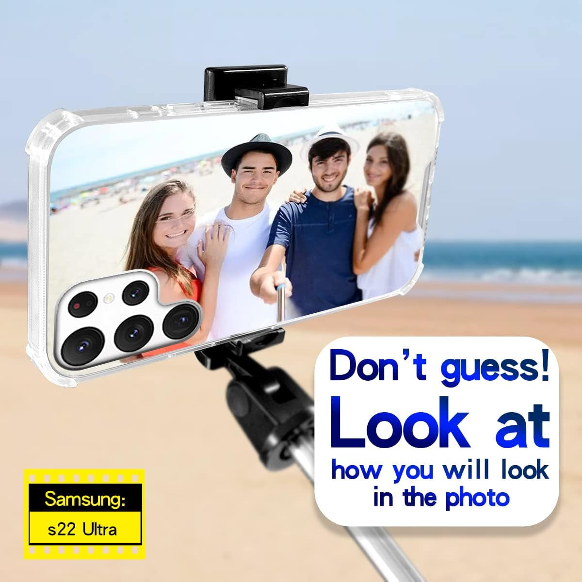 Cavdycidy for Samsung Galaxy S22 Ultra Case Mirror with [Four Corner Thick Guard Shockproof] Hard Mirror Back Soft Bumper Slim Protective Cover Girly Makeup Touch up for Girl Women