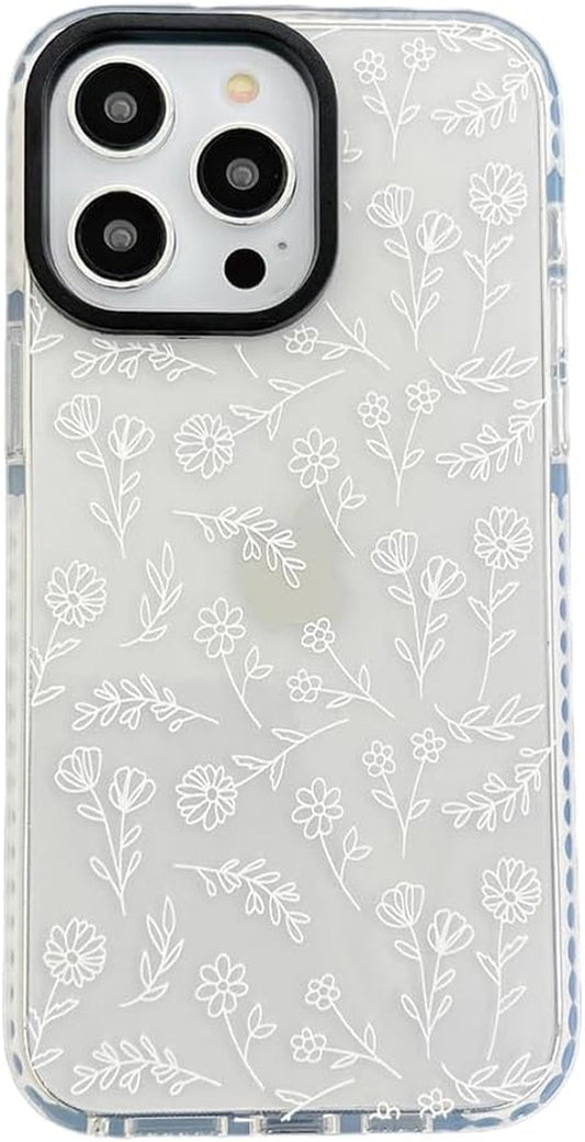 Compatible with Iphone 15 Pro Phone Case Cute White Flower Design for Women Girls Silicone Shockproof Protective Cover for Apple Iphone 15 Pro Cases 6.1 Inch - Clear  zelimeri   