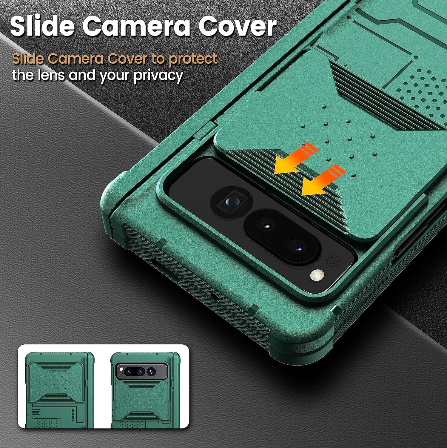 Google Pixel Fold Case with Hinge Protection, Build-In [ Front Screen Protector ] [ Foldable Kickstand & Camera Cover ] Hard PC Full Body Protection for Pixel Fold 5G, Green  X-FOUR   