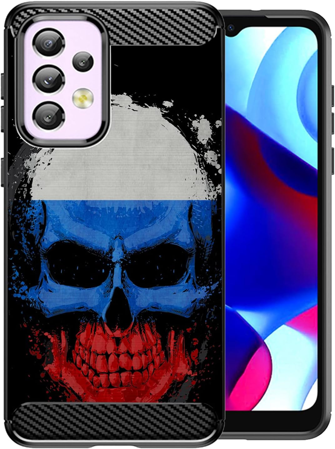 Cases on Deck Casesondeck Skull Flags Case Compatible with Samsung Galaxy A53 5G / A53 5G Case, Slim Tough Matte Design with Carbon Fiber Texture (Puerto Rico Skull)