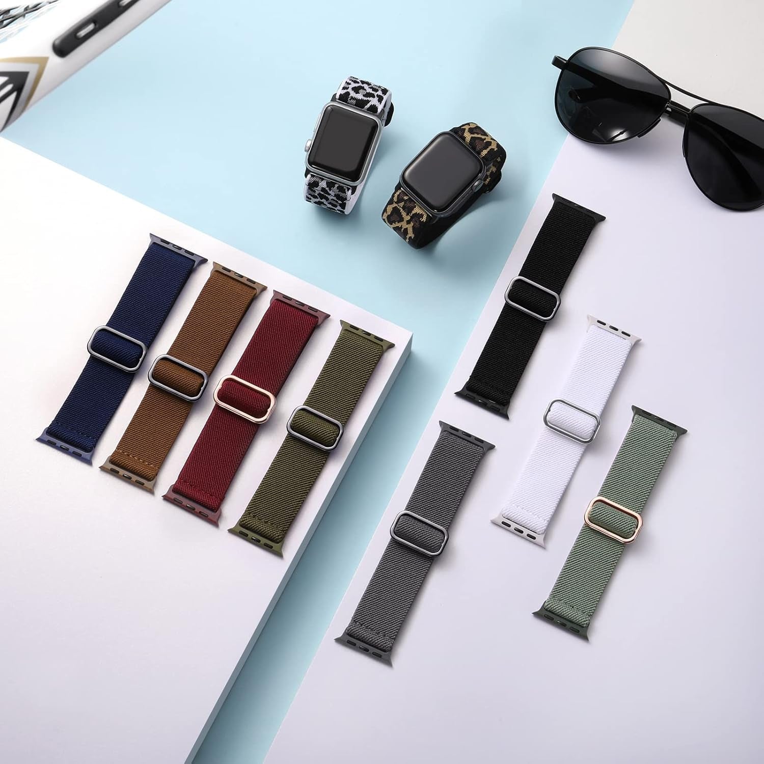 10 Pack Stretchy Nylon Bands Compatible with Apple Watch Band 44Mm 45Mm 49Mm 42Mm 40Mm 38Mm 41Mm Women Men, Elastic Sport Apple Watch Band Strap for Iwatch Series 8 7 6 5 4 3 2 1 SE Ultra