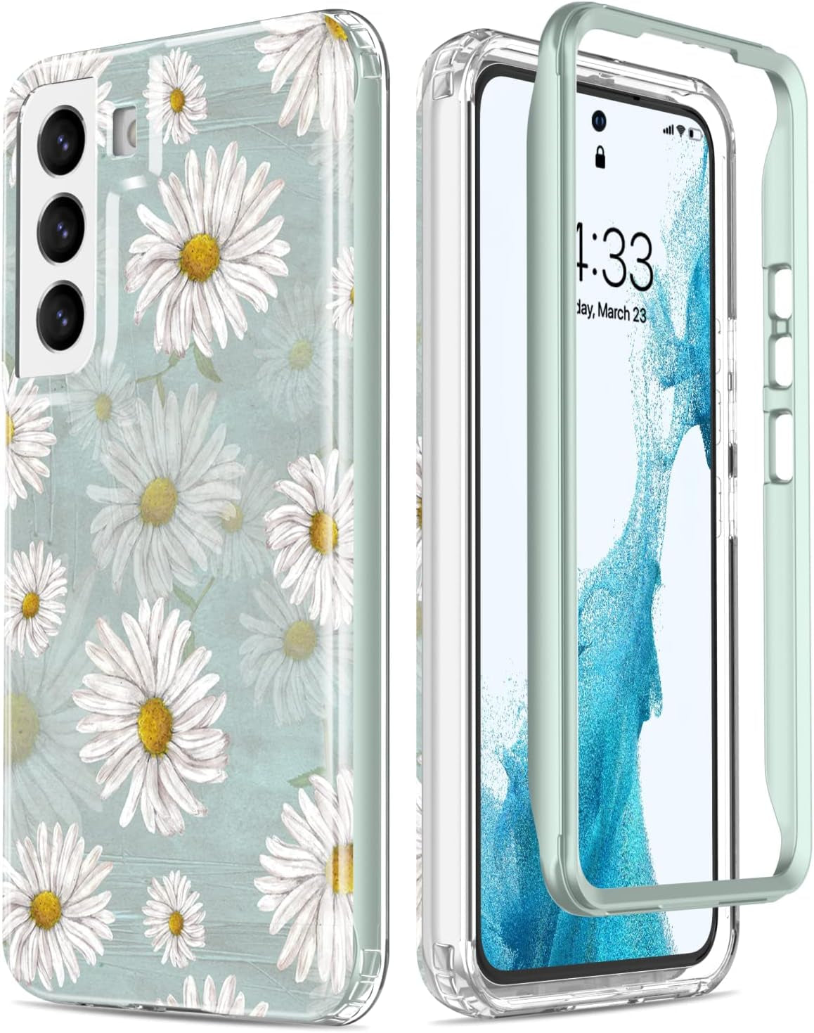 Esdot Compatible with Samsung Galaxy S22 plus Case,Passing 21Ft Drop Test,With Fashionable Designs for Women Girls,Protective Phone Case for Galaxy S22+ plus 6.6" Flower Garden