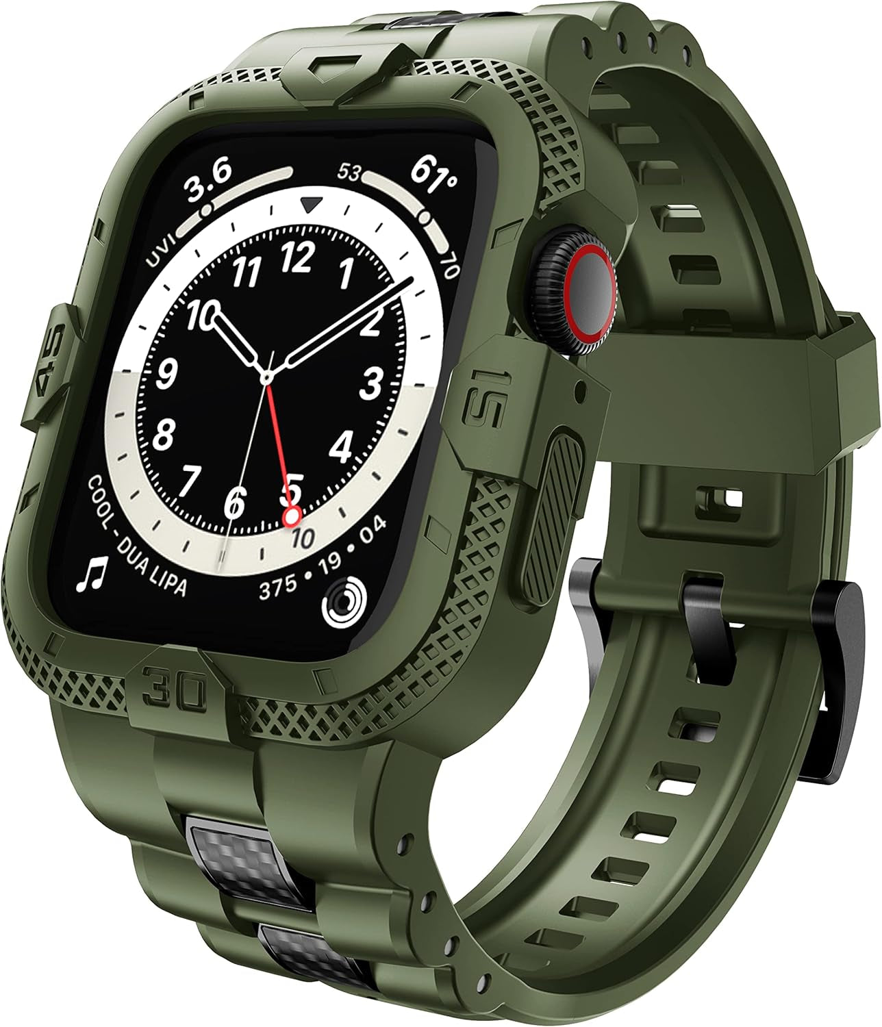 GELISHI Compatible with Apple Watch Band 45Mm 44Mm 42Mm 41Mm 40Mm 38Mm, Men Sport Bands Rugged Case for Watch Series 9 8 7/Series 6 SE 5 4 3