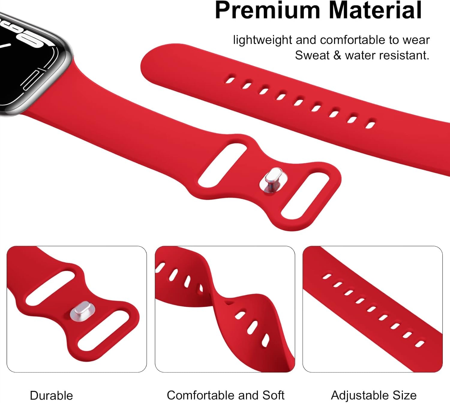 6 Pack Sport Bands Compatible with Apple Watch Band 38Mm 40Mm 41Mm 42Mm 44Mm 45Mm 49Mm,Soft Silicone Waterproof Strap for Iwatch Ultra2 Series 9 Ultra 8 7 6 5 4 3 2 1 SE Women Men