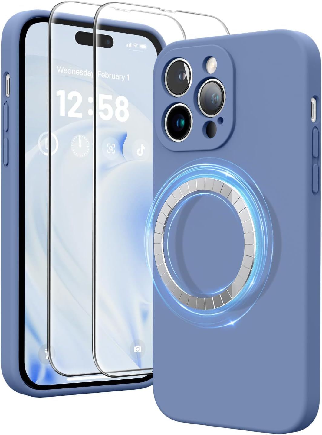 HIKII for Iphone 14 Pro Case Magnetic, Upgraded Silicone [Camera Protection] [Compatible with Magsafe] for Iphone 14 Pro Case with [2 Screen Protectors], 6.1 Inch, Light Brown  HIKII   