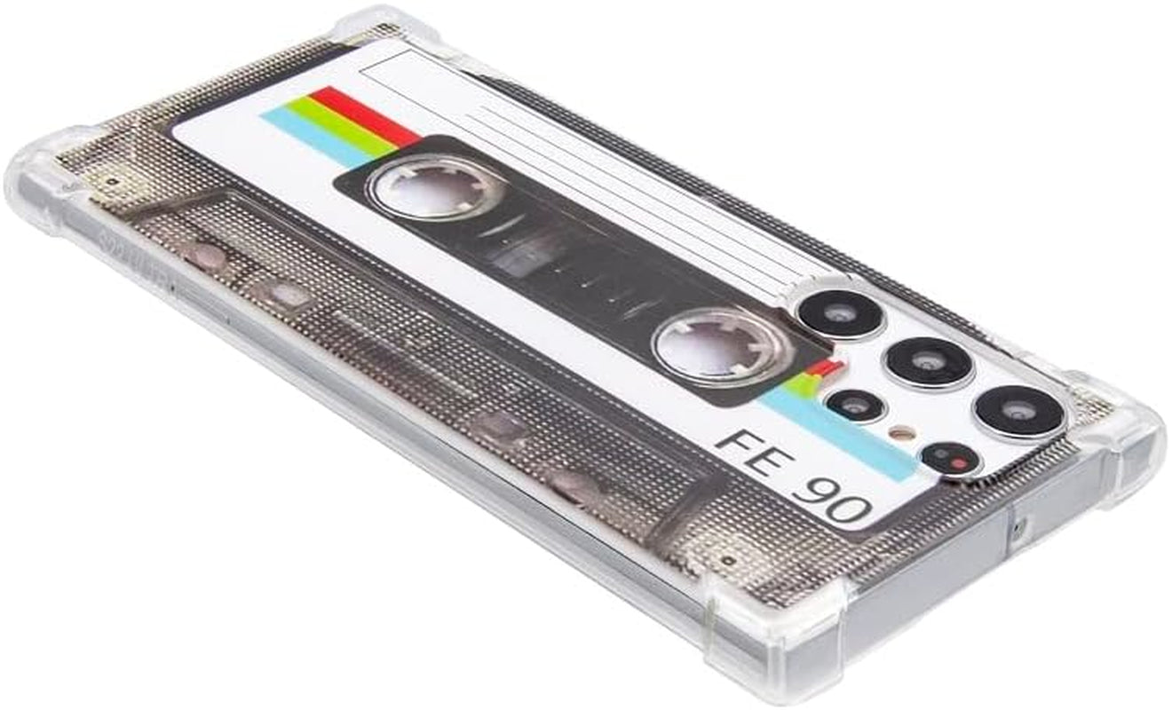 Fateamll Case for Galaxy S22 Ultra, Shockproof Scratchproof with TPU Soft Bumper Retro Cassette Tape Case Compatible with Samsung Galaxy S22 Ultra