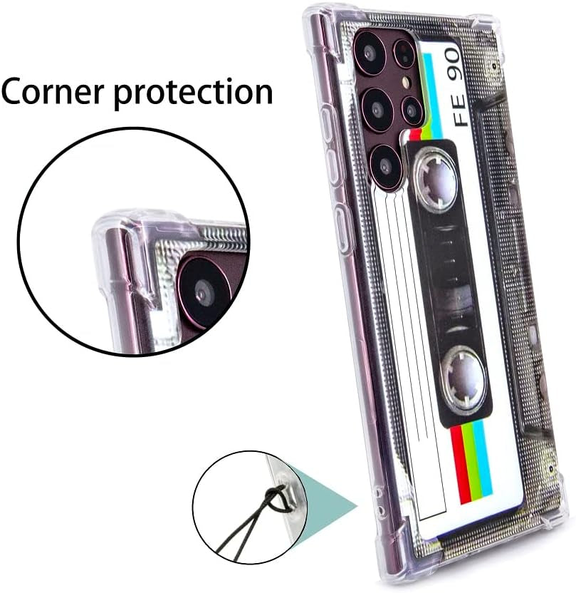 Fateamll Case for Galaxy S22 Ultra, Shockproof Scratchproof with TPU Soft Bumper Retro Cassette Tape Case Compatible with Samsung Galaxy S22 Ultra