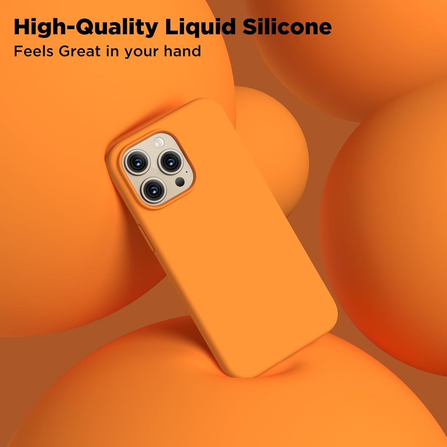 COFFKER Compatible with Iphone 15 Pro Case, Liquid Silicone Case, Full Body Shockproof Protective Cover Slim Thin Phone Case with Soft Anti-Scratch Microfiber Lining, 6.1 Inch-Orange  COFFKER   