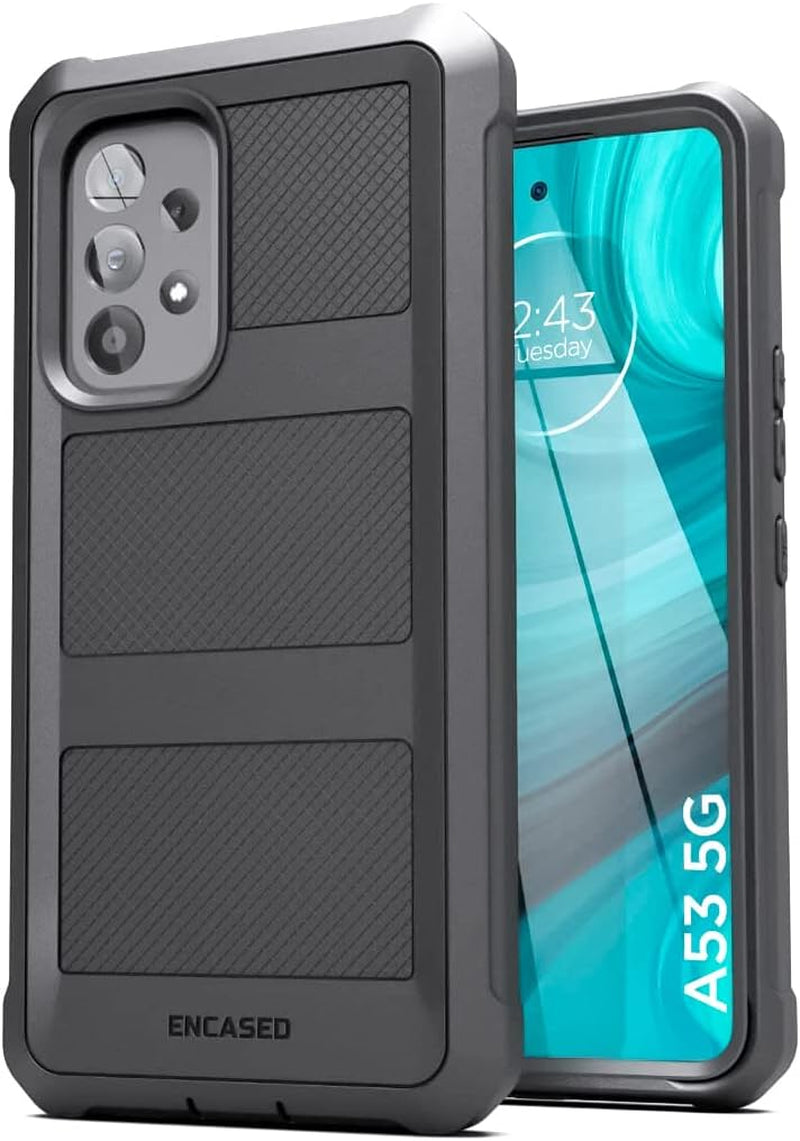 ENCASED Falcon Armor for Samsung Galaxy A53 5G Case with Built-In Screen Protector (Black)
