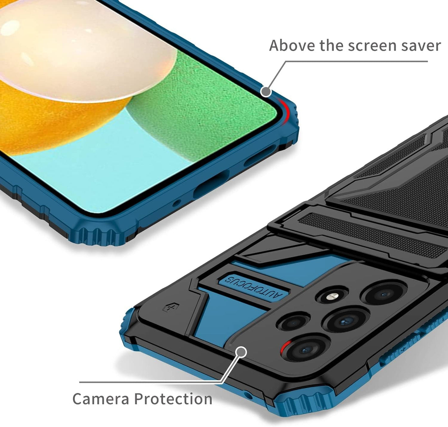 For Samsung Galaxy A53 5G Wallet Case with Credit Card Holder Stand Kickstand Slim Rugged Shockproof Heavy Duty Defender Armor 【Military Grade】 Protective Phone Case - Blue