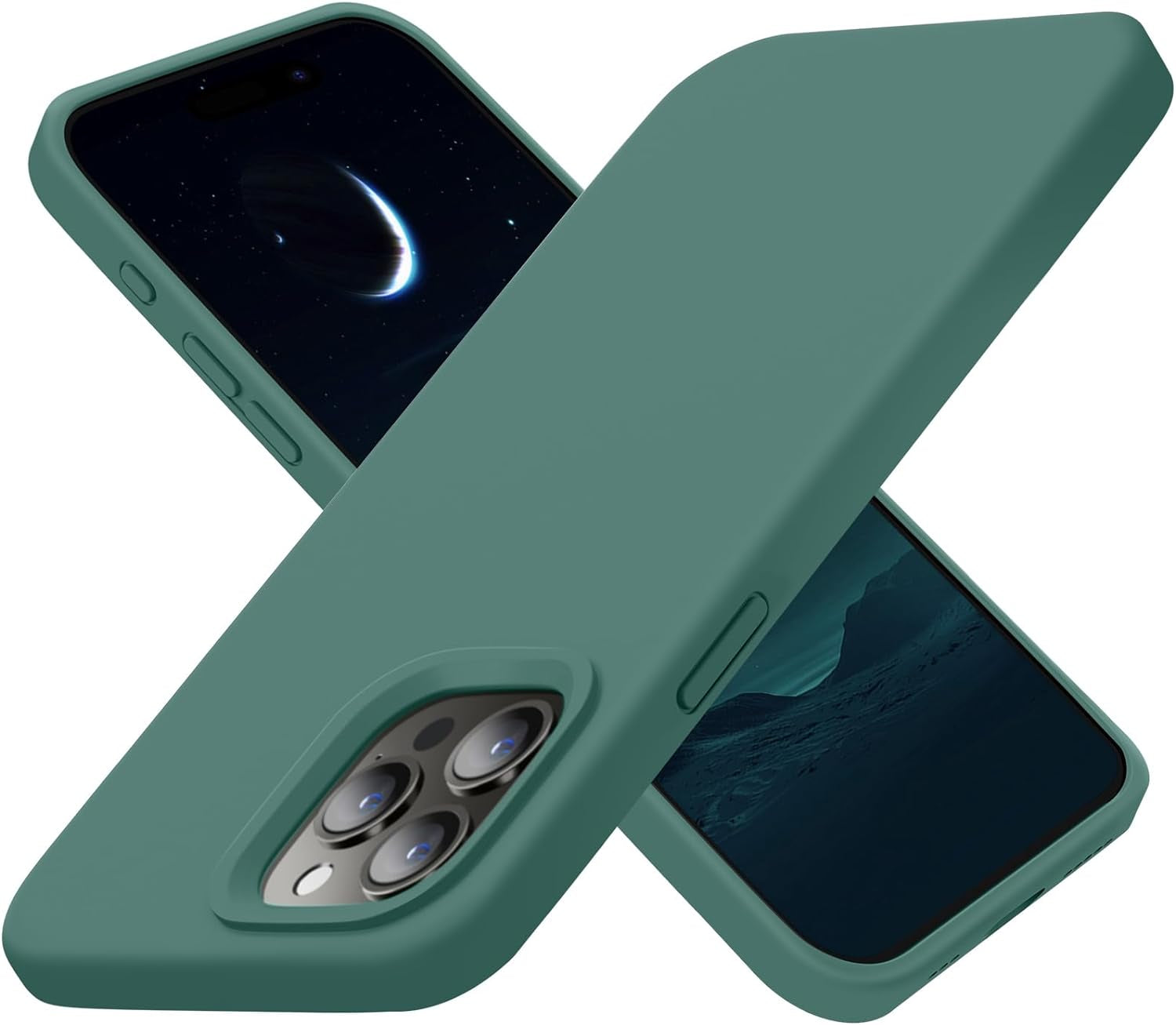 Cordking Designed for Iphone 15 Pro Case, Silicone Ultra Slim Shockproof Protective Phone Case with [Soft Anti-Scratch Microfiber Lining], 6.1 Inch, Alpine Green  Cordking   