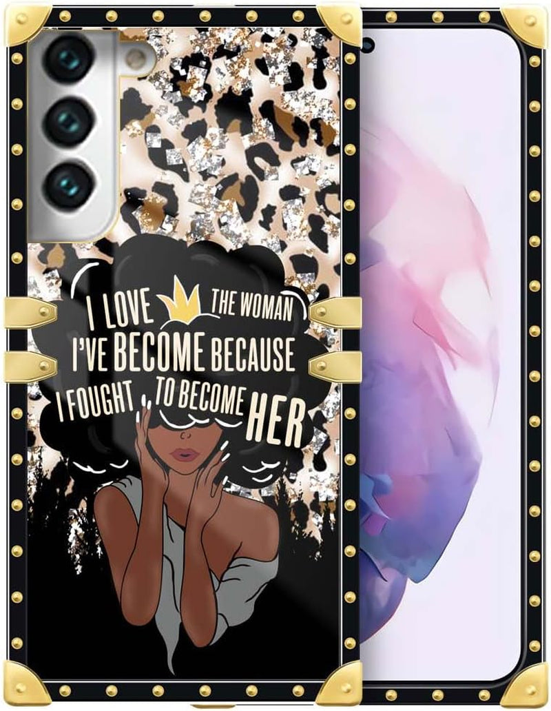 Compatible with Samsung Galaxy S22 plus Case, J Brown Black Girl A01 Luxury TPU Corner Shockproof Protection Cover for Women Girls for Samsung Galaxy S22 Plus