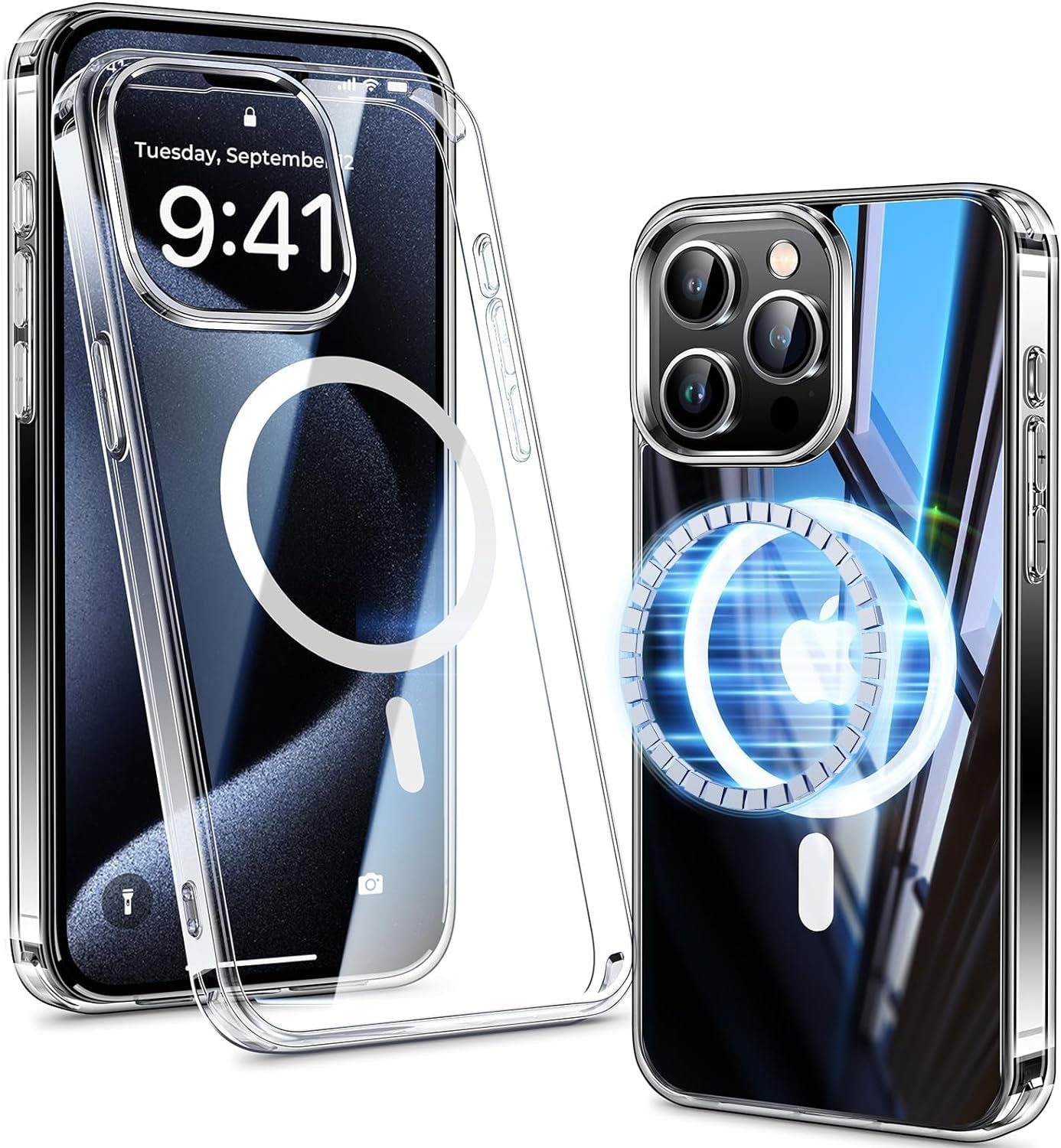 Humixx Magnetic Clear for Iphone 15 Pro Max Case, [Compatible with Magsafe] [Non-Yellowing] Slim Fit yet Protective Anti-Fingerprints Shockproof Bumper with Airbag Cover 6.7 Inch - Crystal Clear  Humixx F-Clear  