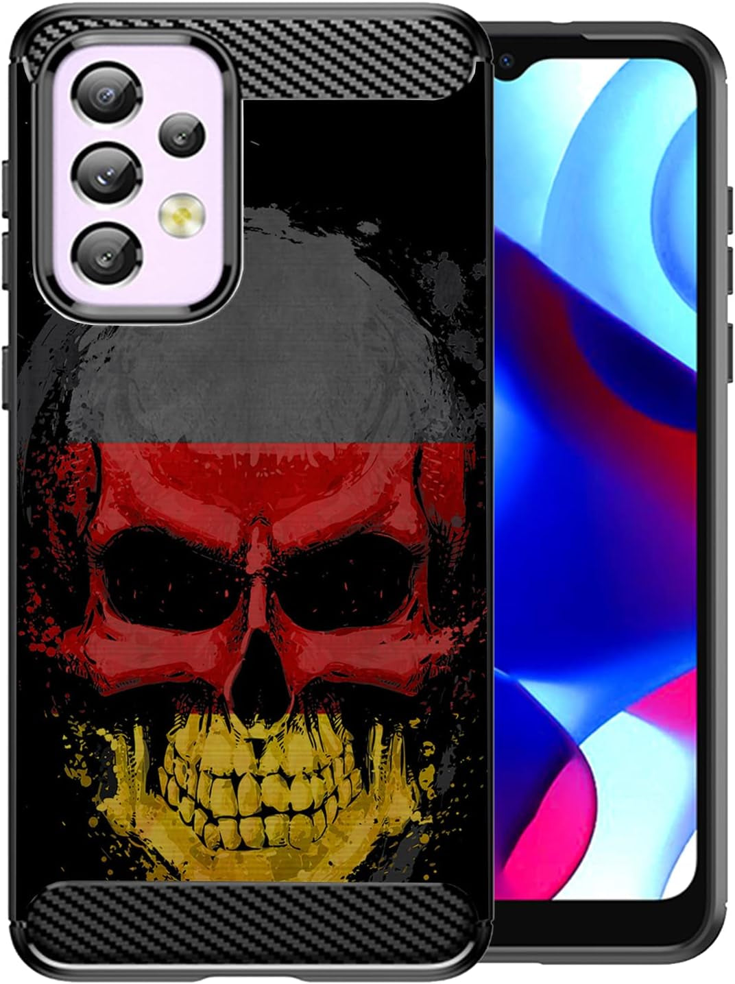 Cases on Deck Casesondeck Skull Flags Case Compatible with Samsung Galaxy A53 5G / A53 5G Case, Slim Tough Matte Design with Carbon Fiber Texture (Puerto Rico Skull)