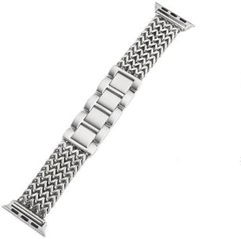 Fashion Mesh Metal Watch Band Compatible with Apple Watch Band 41Mm 40Mm 38Mm, Secure and Adjustable, High Quality Stainless Steel Metal Replacement Adjustable Wristband for Iwatch Series Ultra/Ultra2/9/8/7/6/5/4/3/2/1 Se Men and Women