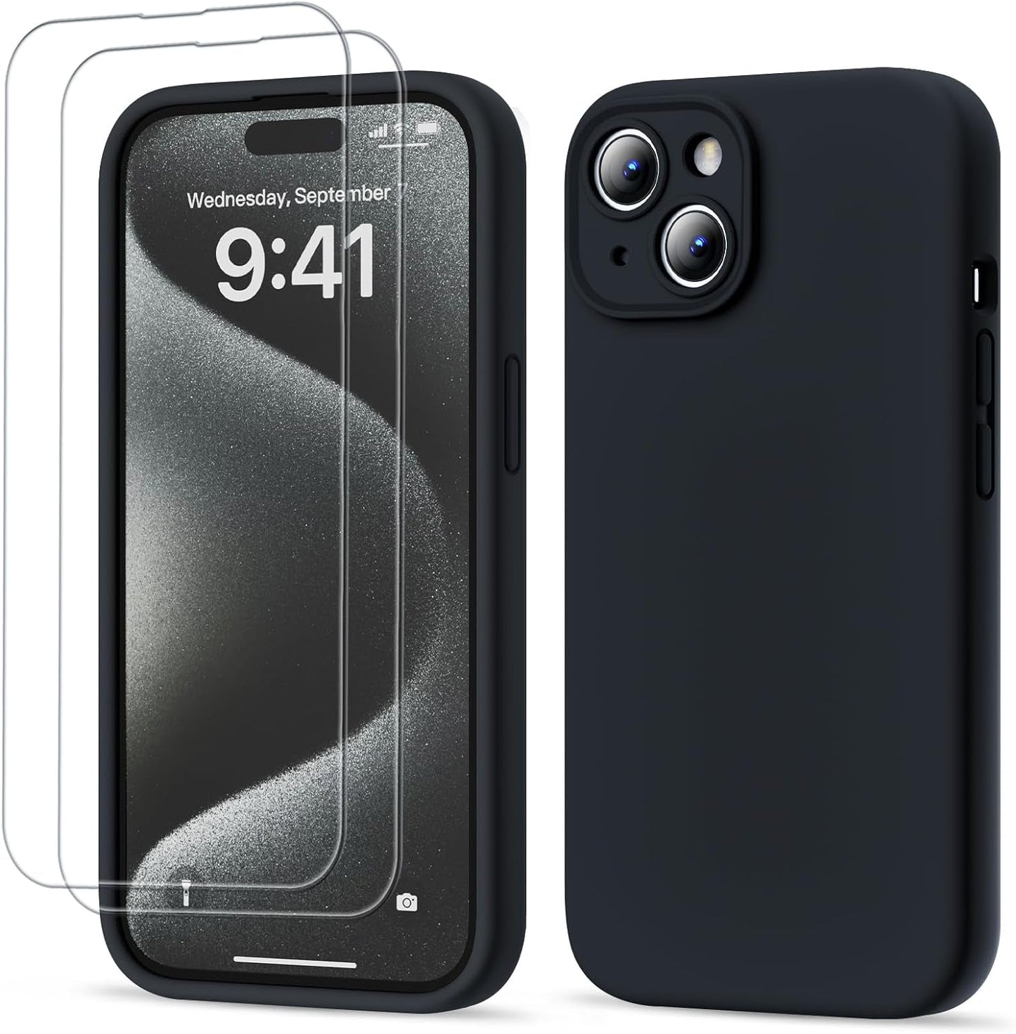 GOODVISH Compatible with Iphone 15 Pro Case, Silicone Upgraded [Enhanced Camera Protection] Phone Case with [2 Screen Protectors], Soft Anti-Scratch Microfiber Lining Inside, 6.1 Inch, Brown  GOODVISH   