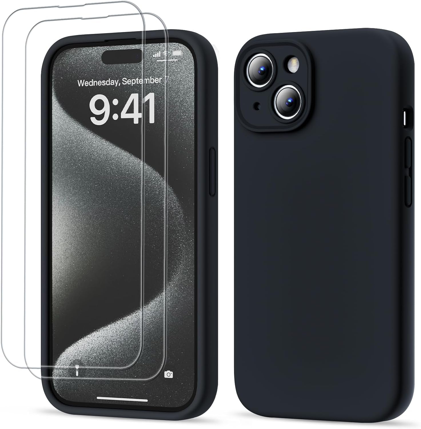 GOODVISH Compatible with Iphone 15 Pro Case, Silicone Upgraded [Enhanced Camera Protection] Phone Case with [2 Screen Protectors], Soft Anti-Scratch Microfiber Lining Inside, 6.1 Inch, Brown  GOODVISH   