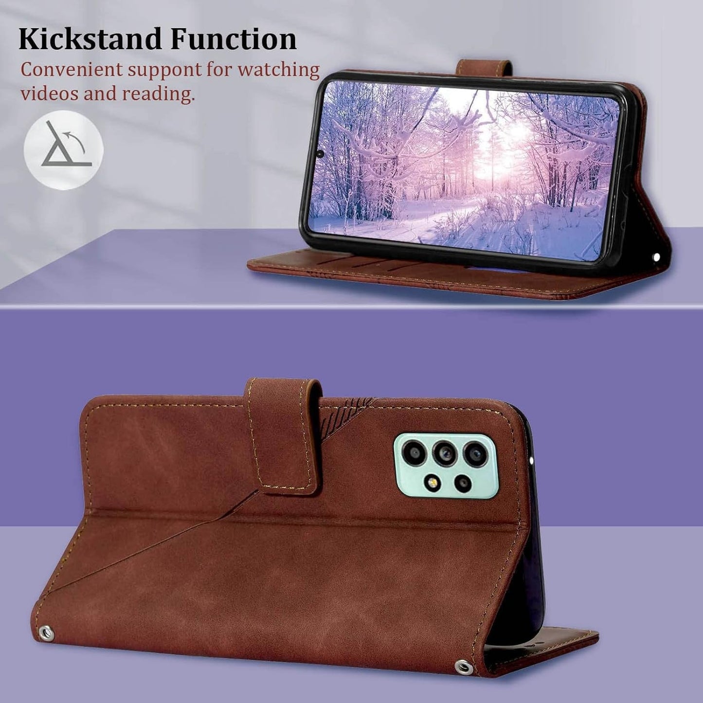 For Samsung A53 5G Case Wallet,[Kickstand][Wrist Strap][Card Holder Slots] A53 5G Phone Case,Tpu Interior Protective PU Leather Flip Cover (Brown)