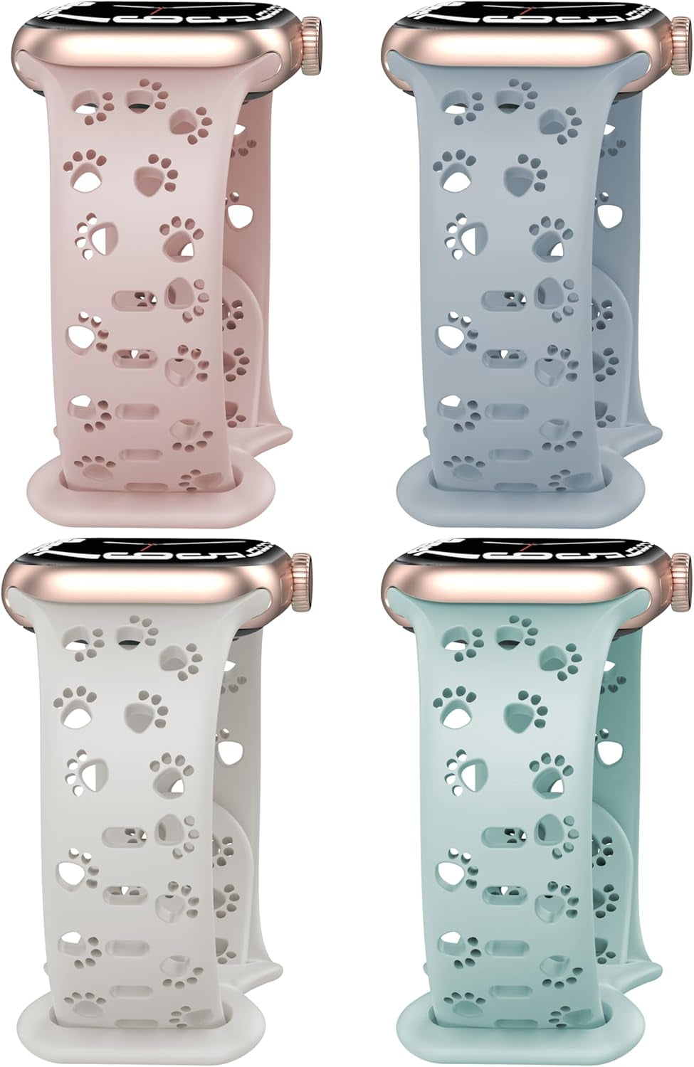 4 Pack Silicone Bands Compatible with Apple Watch Band 38Mm 40Mm 41Mm 42Mm 44Mm 45Mm 49Mm, Hollow-Out Design Wristbands Soft Sport Breathable Watch Bands for Iphone Iwatch Ultra SE Series 9 8 7 6 5 4 3 2 1