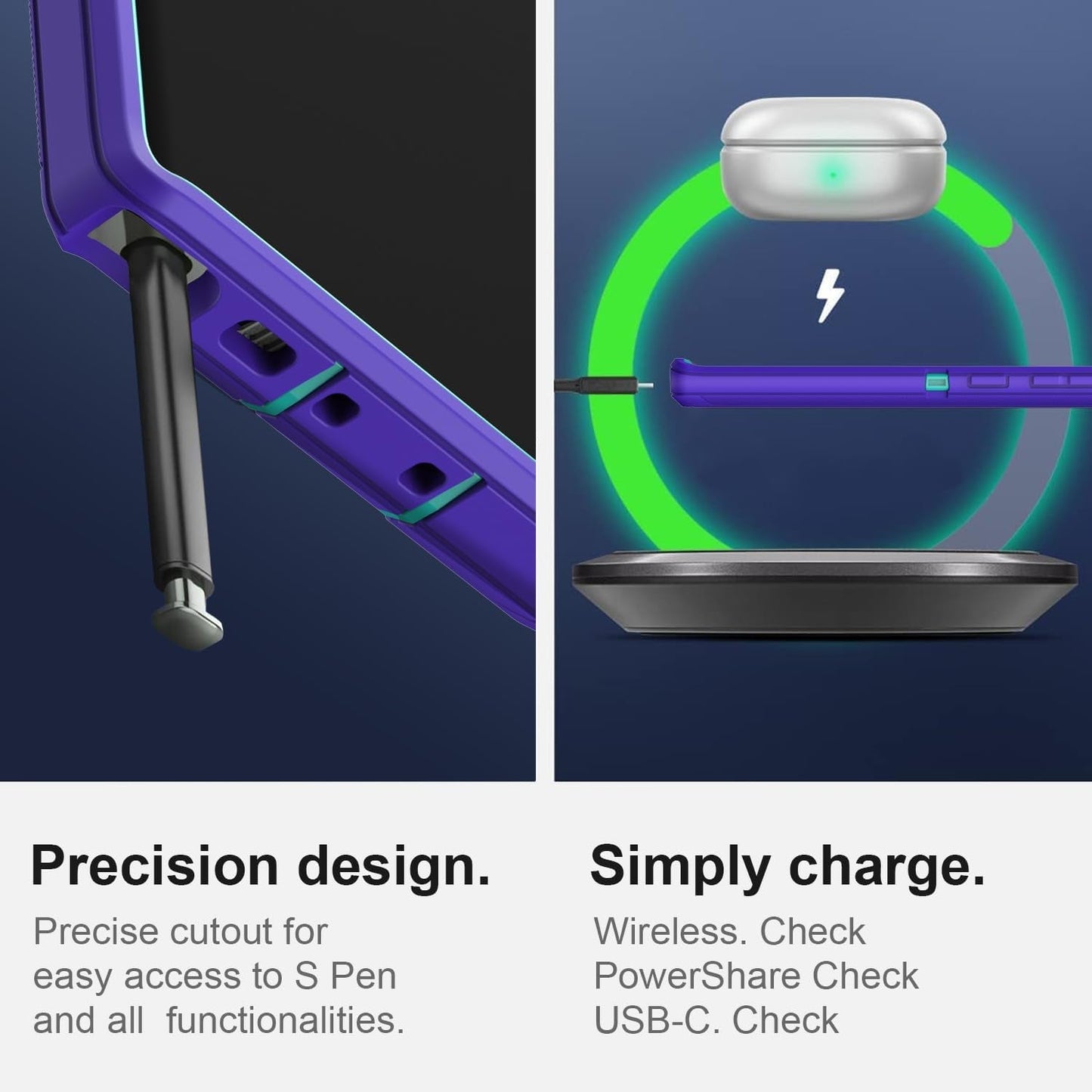 FEIYAR HOME for Samsung Galaxy S22 Ultra Case: [Military Grade Shockproof] with 2 [Camera Lens Protector] [No Screen Protector] Heavy Duty Protection Phone Case for Galaxy S22 Ultra 5G-Purple Green