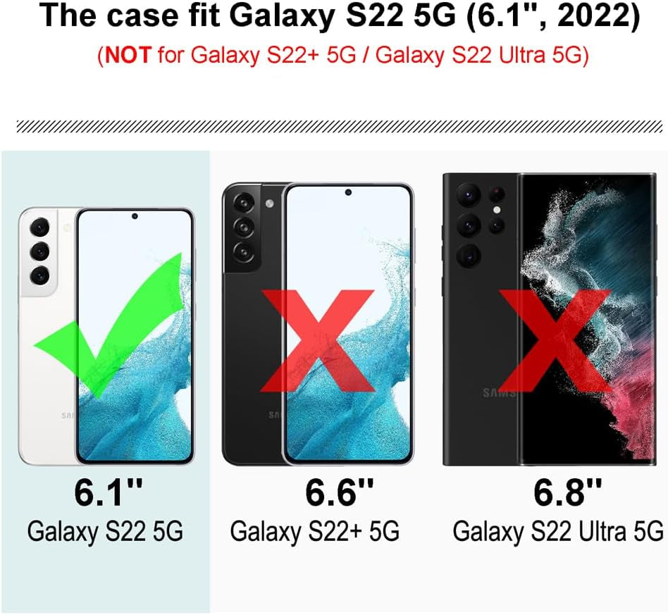 For Samsung Galaxy S22 Case, Shockproof Phone Case & Sliding Camera Cover & Ring Holder Kickstand with Screen Protector for Samsung Galaxy S22 5G (6.1", 2022) [Black]