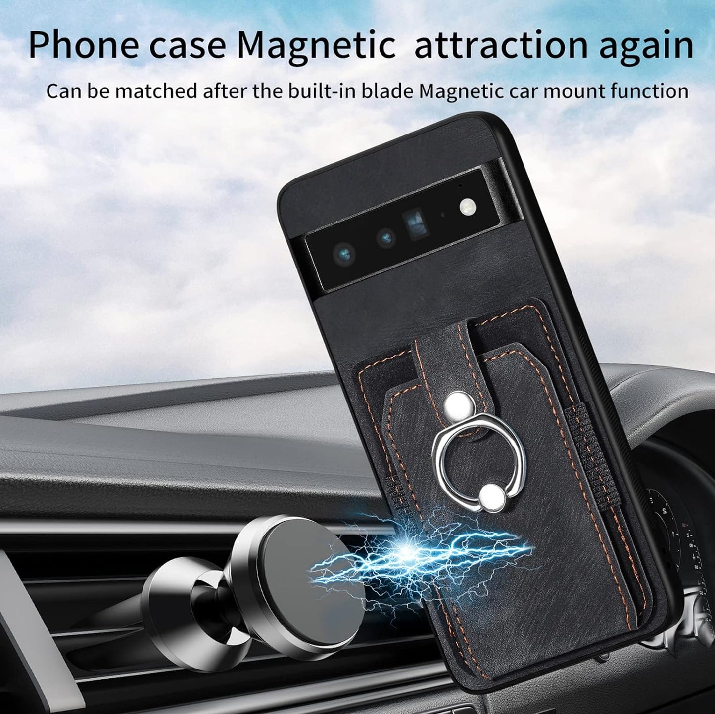 Asuwish Phone Case for Google Pixel 6 Pro Wallet Cover with Tempered Glass Screen Protector and Slim Ring Stand Credit Card Holder Leather Cell Pixel6Pro Pixel6 XL 6XL Pixle 6Pro 5G Women Men Black  Asuwish   