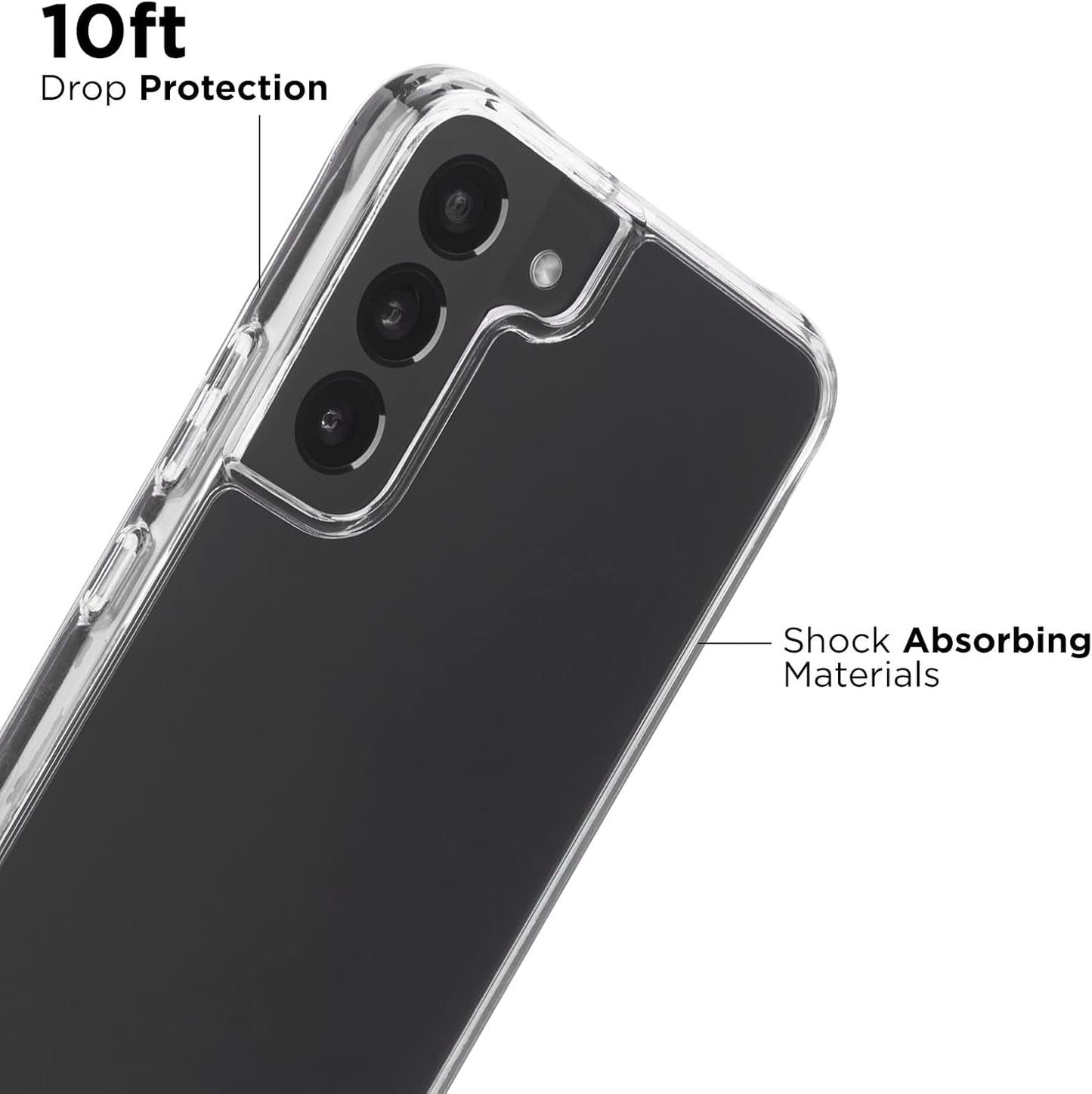 Case-Mate Samsung Galaxy S22 plus Case - 6.6" Clear - with 10Ft Drop Protection & Wireless Charging - Tough Series Case for S22 plus - anti Yellowing Lightweight Cover with anti Scratch Technology