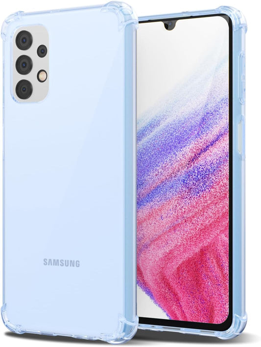 For Samsuang Galaxy A53 5G Case Clear, Transparent Jelly Protective Silicone Phone Case Design for Women Girly Cute Simple, Thin Slim Fit Soft Flexible TPU Shockproof Bumper, Clear Blue