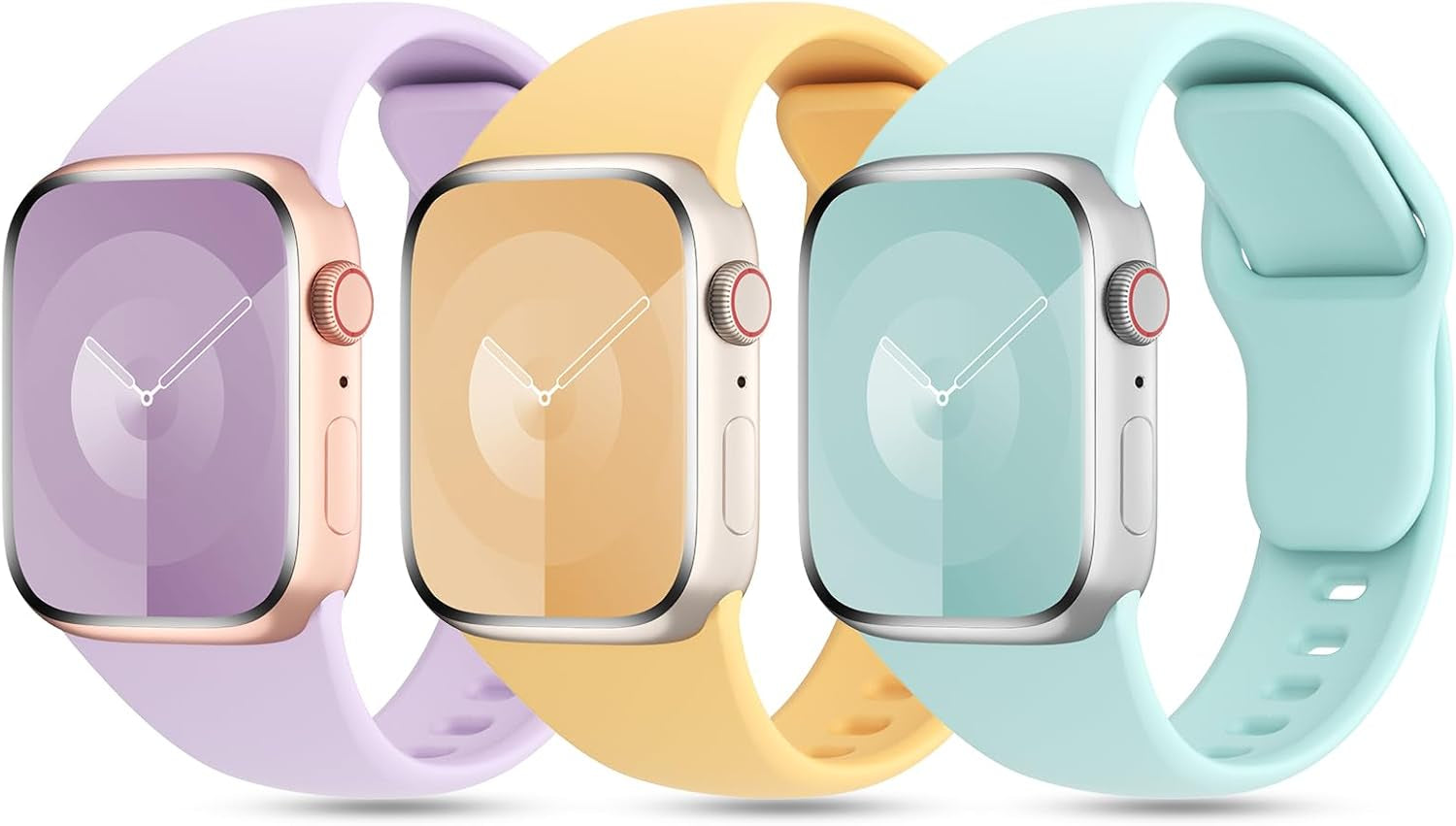 3 Pack Patented Sport Silicone Compatible with Apple Watch Band 41Mm 40Mm 38Mm 45Mm 44Mm 42Mm 49Mm Women Men, Soft Wristbands Waterproof Strap for Iwatch Bands Series 9 8 7 6 5 4 3 2 1 SE Ultra