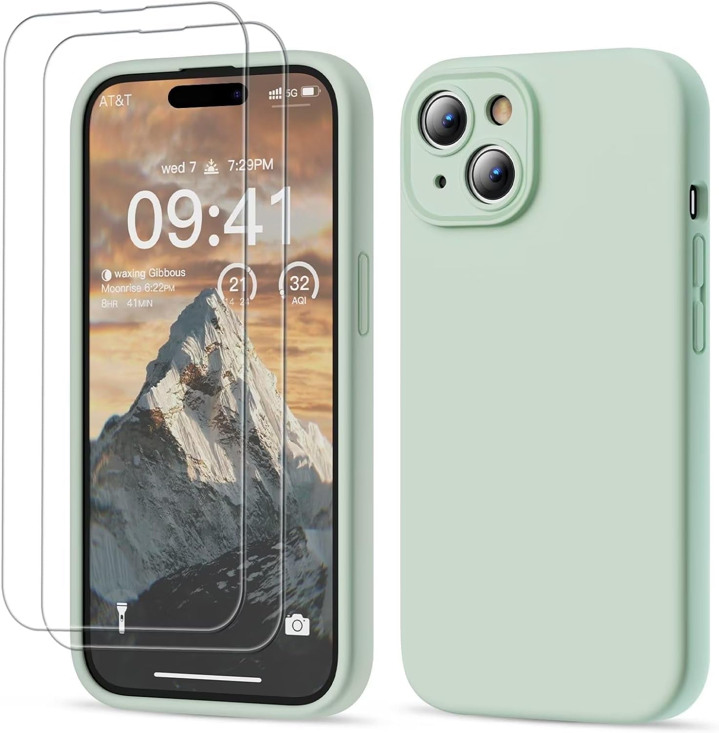 GOODVISH Compatible with Iphone 15 Pro Case, Silicone Upgraded [Enhanced Camera Protection] Phone Case with [2 Screen Protectors], Soft Anti-Scratch Microfiber Lining Inside, 6.1 Inch, Brown  GOODVISH Light Green Iphone 15, 6.1" 