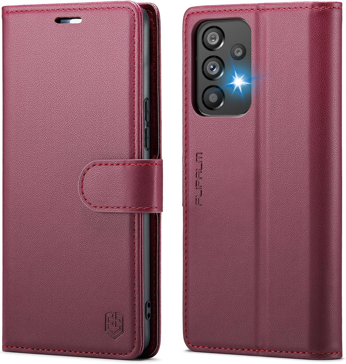 For Samsung Galaxy A53 5G Wallet Case with RFID Blocking Credit Card Holder, PU Leather Folio Flip Kickstand Protective Shockproof Cover Women Men for Samsung A53 Phone Case(Red)