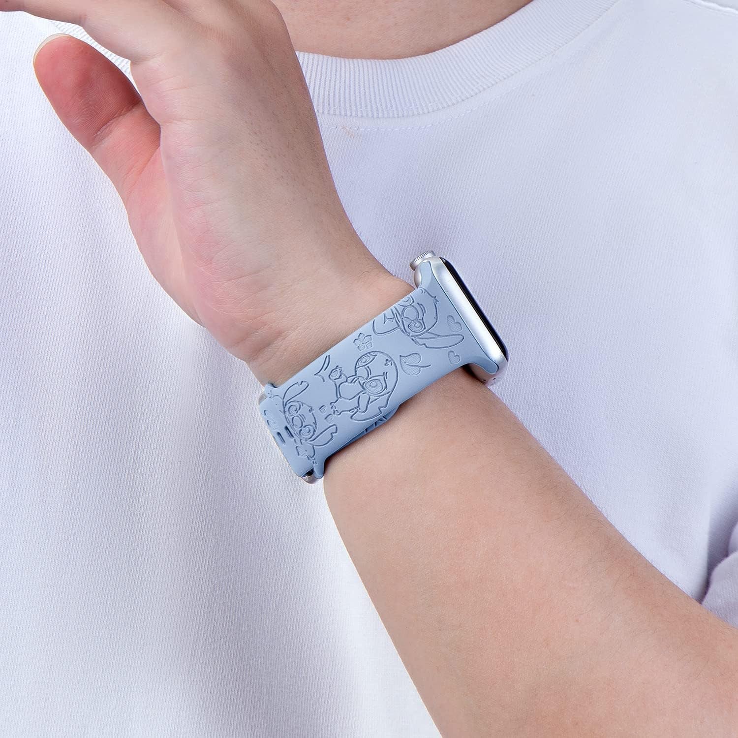 Engraved Sport Strap Compatible with Apple Watch Bands 38 40 41 42 44 45Mm, Women Man Cute Soft Silicone Wristband Replacement Iwatch Series 8 7 6 5 4 3 2 1 SE