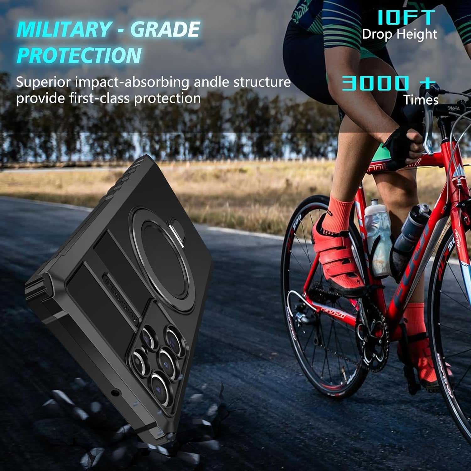 For Samsung Galaxy S22 Ultra Case Compatible with Magsafe Wireless Charging Magnetic Galaxy S22 Ultra Case with Screen Protector, Galaxy S22 Ultra Case with Stand Shockproof Protection Black