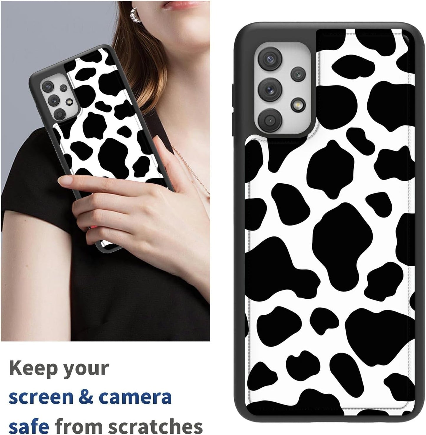 Case for Samsung 53 5G 6.5" Wallet Phone, Credit Card Holder Slots Cover & Hard PC Shockproof Soft Silicone Dual Layer Protection Flip Case for Samsung Galaxy A53 5G 2022, Cow Print