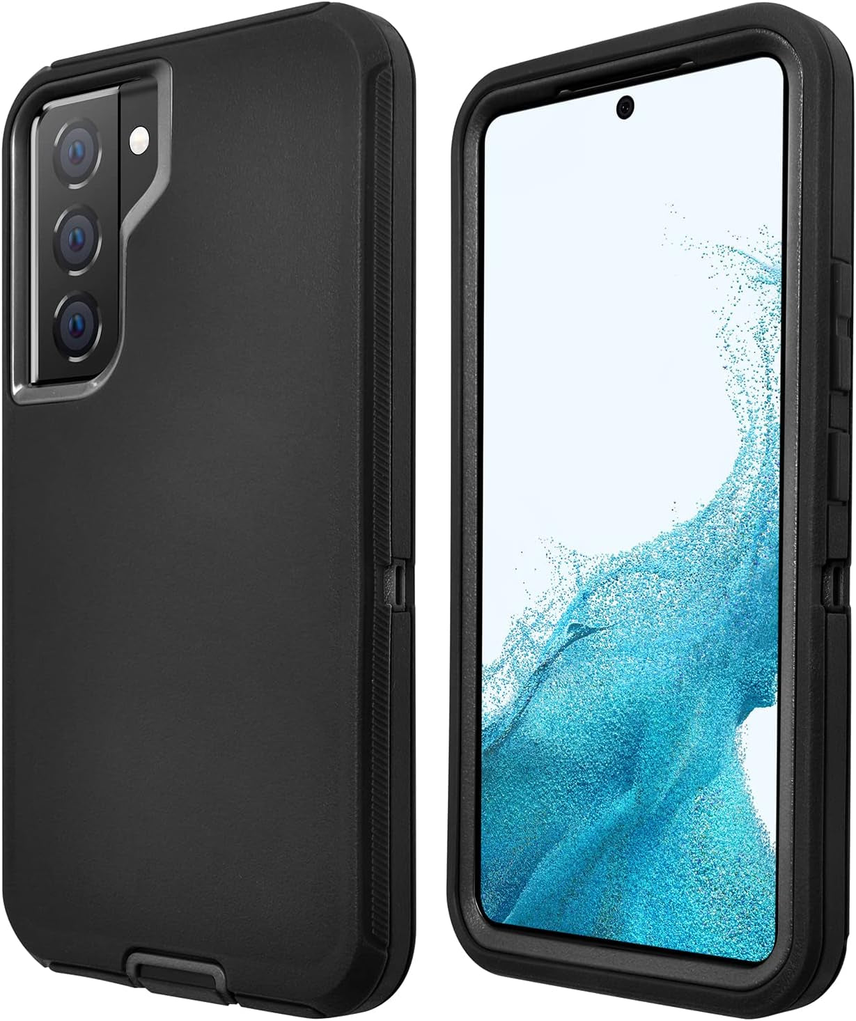 Galaxy S22 Case, Drop Protection Rugged Heavy Duty Case, Water-Resistance Shockproof Dustproof Military Grade Tough Durable Protective Cover for Samsung Black