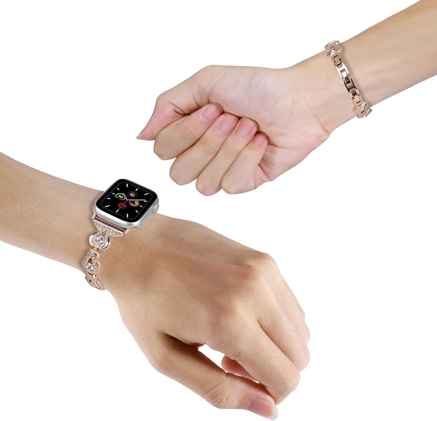 Bling Diamond Metal Band Compatible with Apple Watch Bands 38Mm 40Mm 41Mm 42Mm 44Mm 45Mm 49Mm, Dressy Women Jewelry Strap Lucky Gourd Bracelet for Iwatch Series 9 8 7 6 5 4 3 2 1 SE Ultra