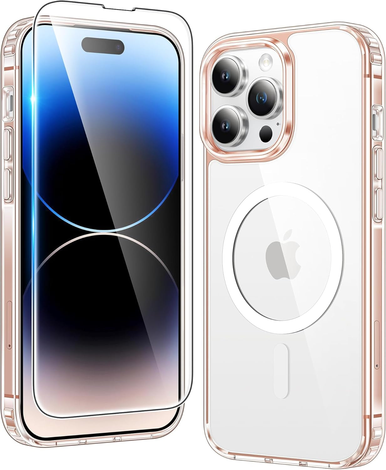 FNTCASE for Iphone 17 Pro-Max Case: Clear Magnetic Phone Cases with Screen Protector Compatible with Magsafe Slim anti Yellowing Rugged Shockproof Protective Transparent Cell Cover (A-Clear)