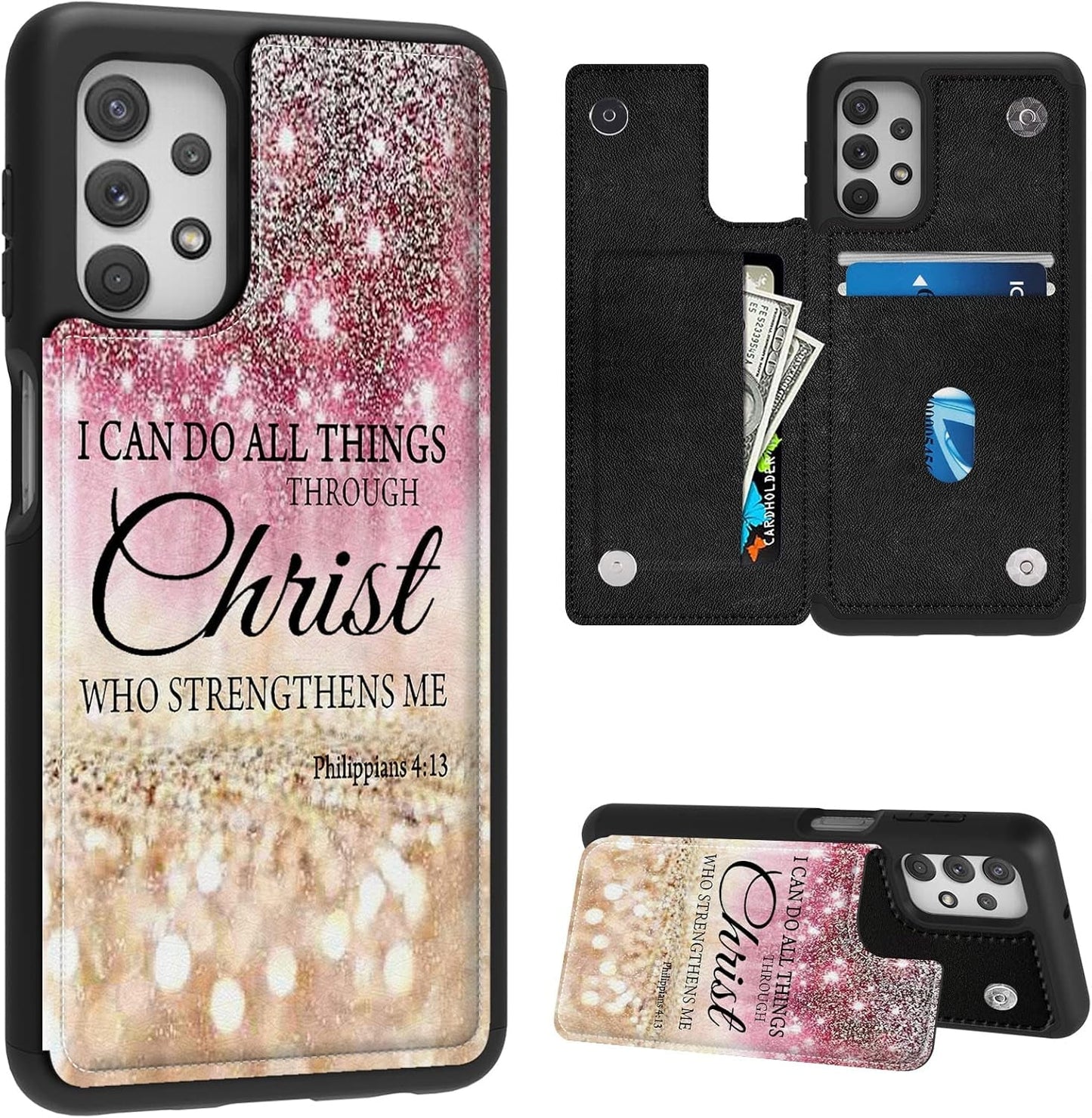 Case for Samsung Galaxy A14 5G Wallet Phone Case with Card Holder,Pu Leather Kickstand Card Slot Cover for Women Men (Dual Magnetic Clasp+Rfid Blocking)-Bald Eagle with Flag