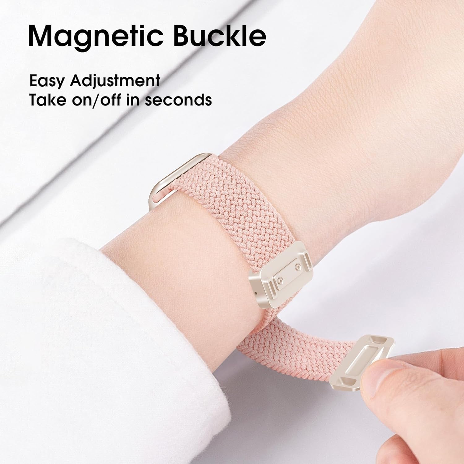 2 Pack Arae Magnetic Stretchy Watch Band Compatible for Apple Watch Band 38Mm 40Mm 41Mm,Comfortable Adjustable Strap Wristband for Iwatch Serie 9 8 7 6 5 4 SE 3 2 1 Ultra 1 2 Women,Starlight Nude Pink