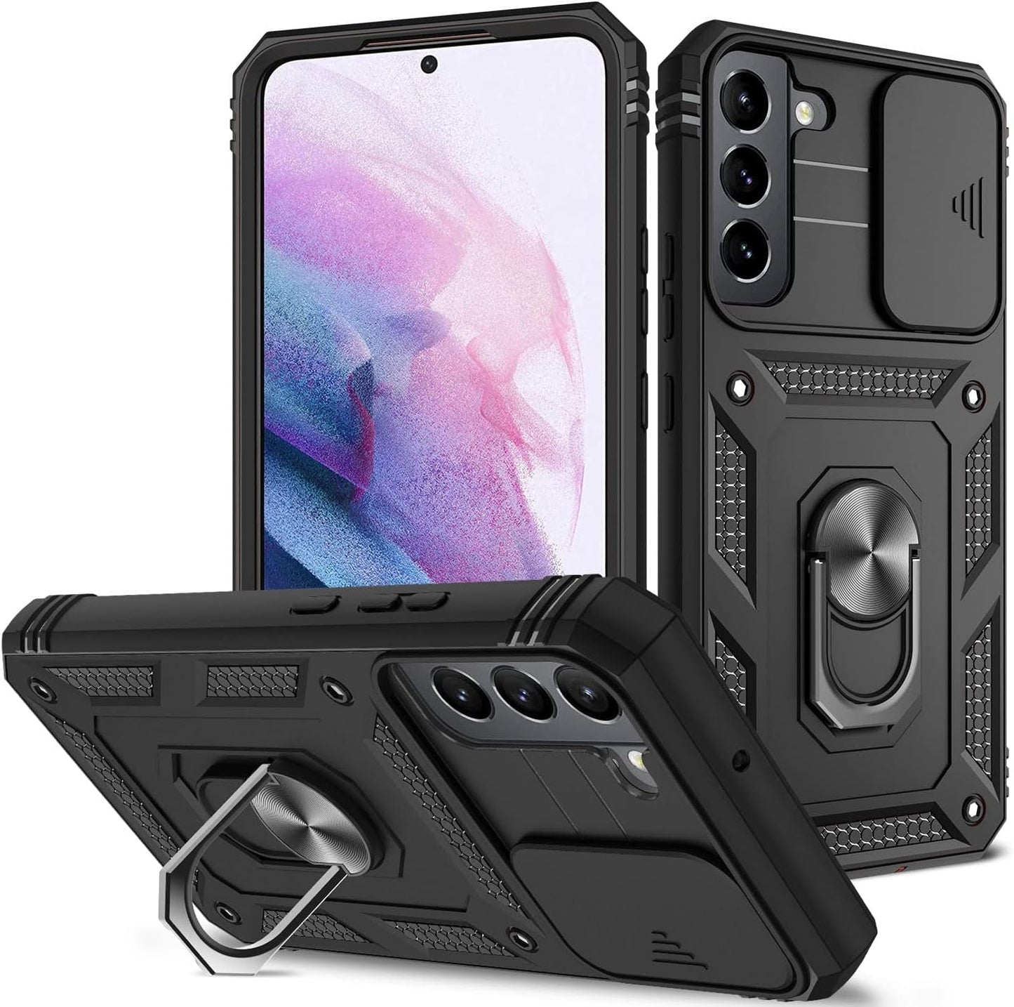 Case for Galaxy S22 Plus, Camera Cover Phone Case with Rotation Ring Stand for Samsung Galaxy S22 plus - Green