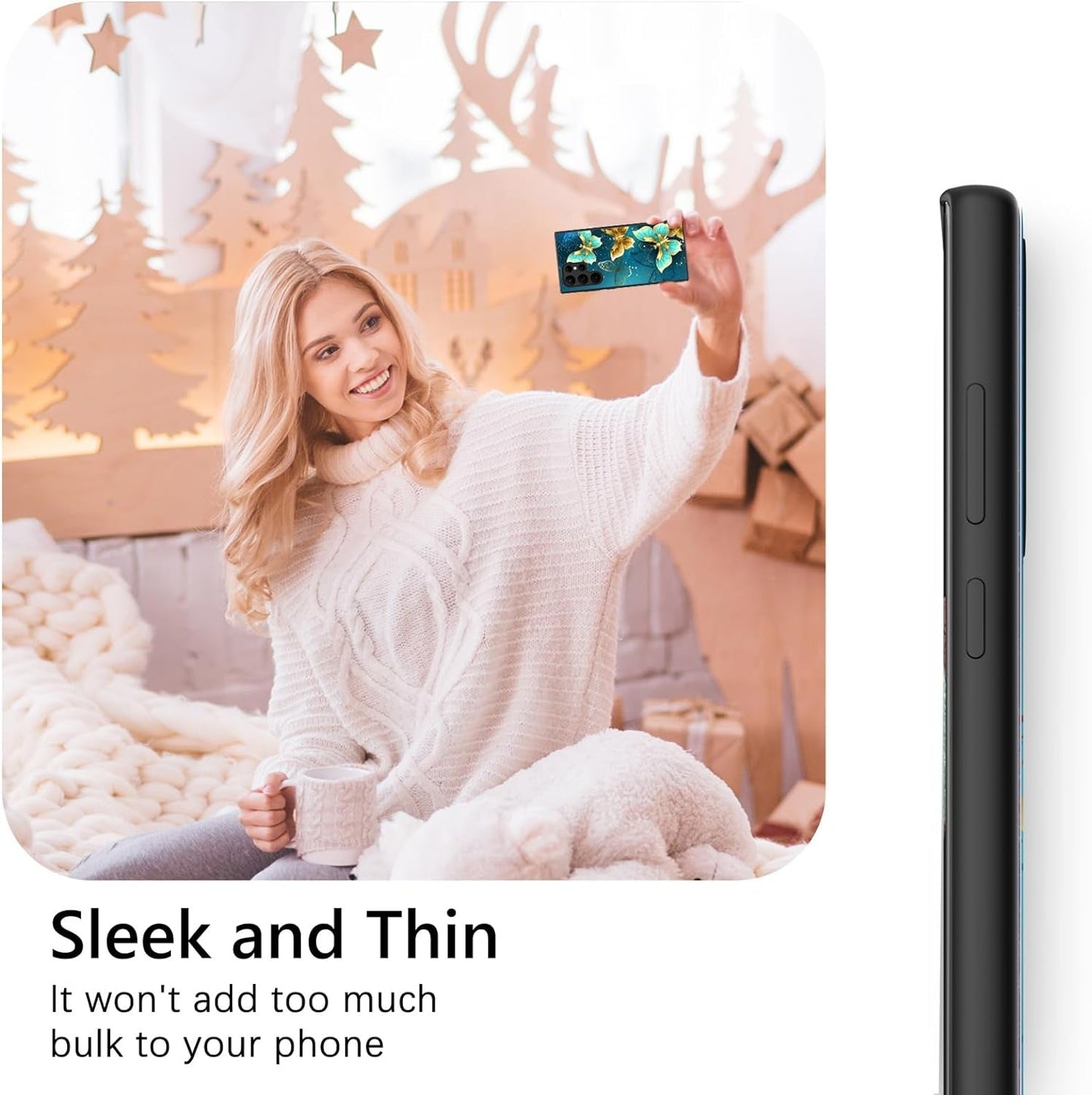 GUAGUA for Samsung Galaxy S22 Ultra Case Glow in the Dark, Samsung S22 Ultra Phone Case, Cute Blue Butterfly Noctilucent Luminous Shockproof Protective Case for Galaxy S22 Ultra 6.8'' Women Men Gifts