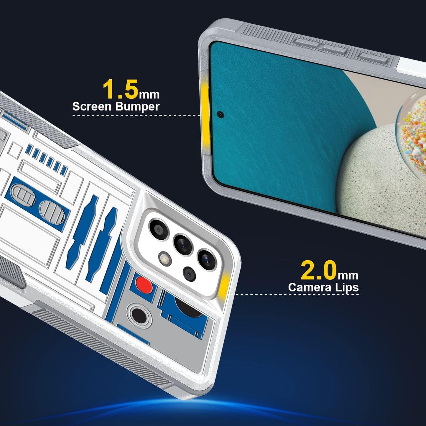 Case for Samsung Galaxy A53 5G, R2D2 Astromech Droid Robot Pattern Shock-Absorption Hard PC and Inner Silicone Hybrid Dual Layer Armor Defender Case for Samsung Galaxy A53 5G (A002)