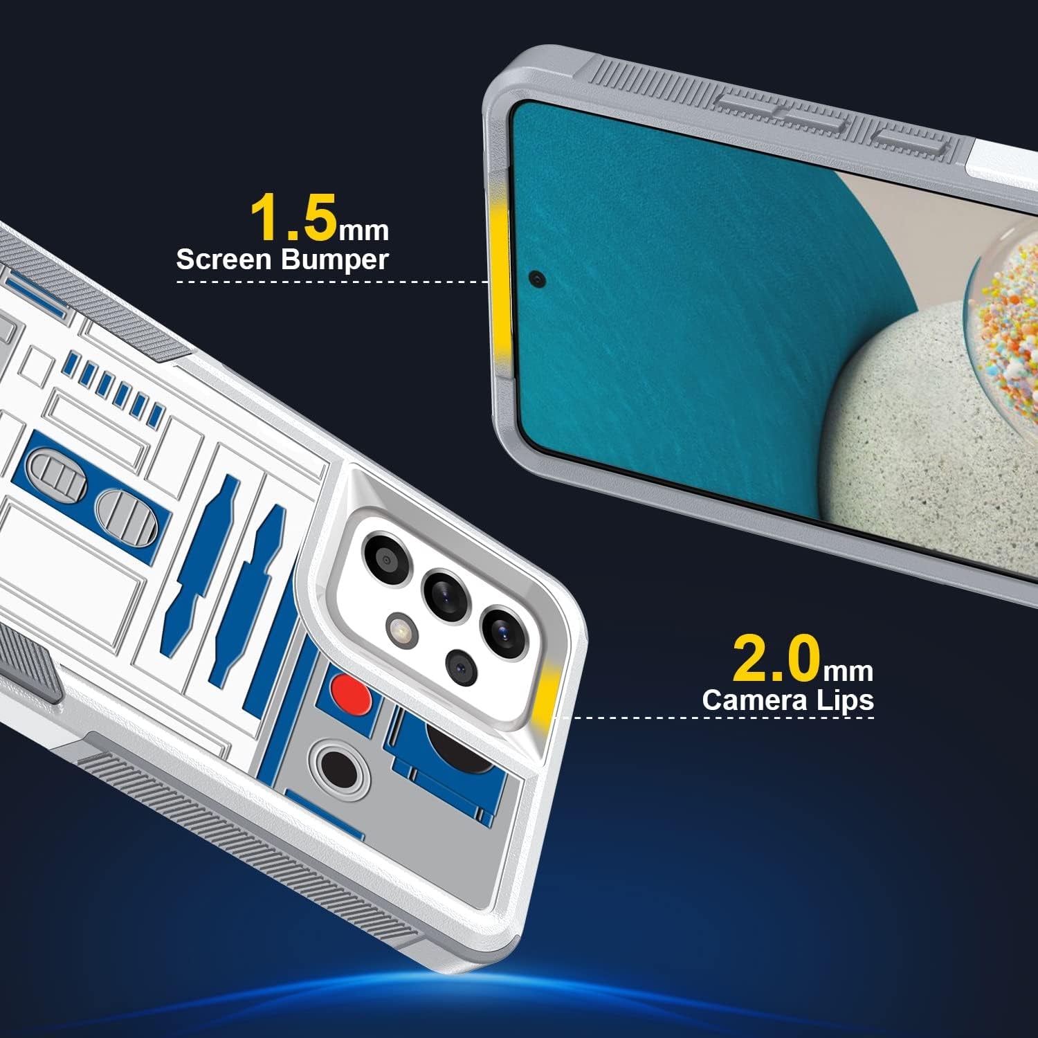 Case for Samsung Galaxy A53 5G, R2D2 Astromech Droid Robot Pattern Shock-Absorption Hard PC and Inner Silicone Hybrid Dual Layer Armor Defender Case for Samsung Galaxy A53 5G (A002)